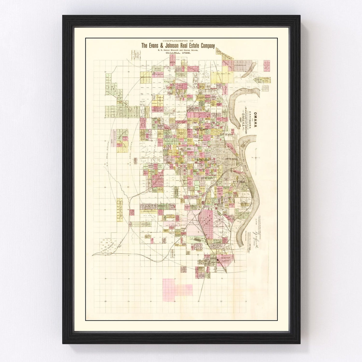 Omaha Vintage Map 1887