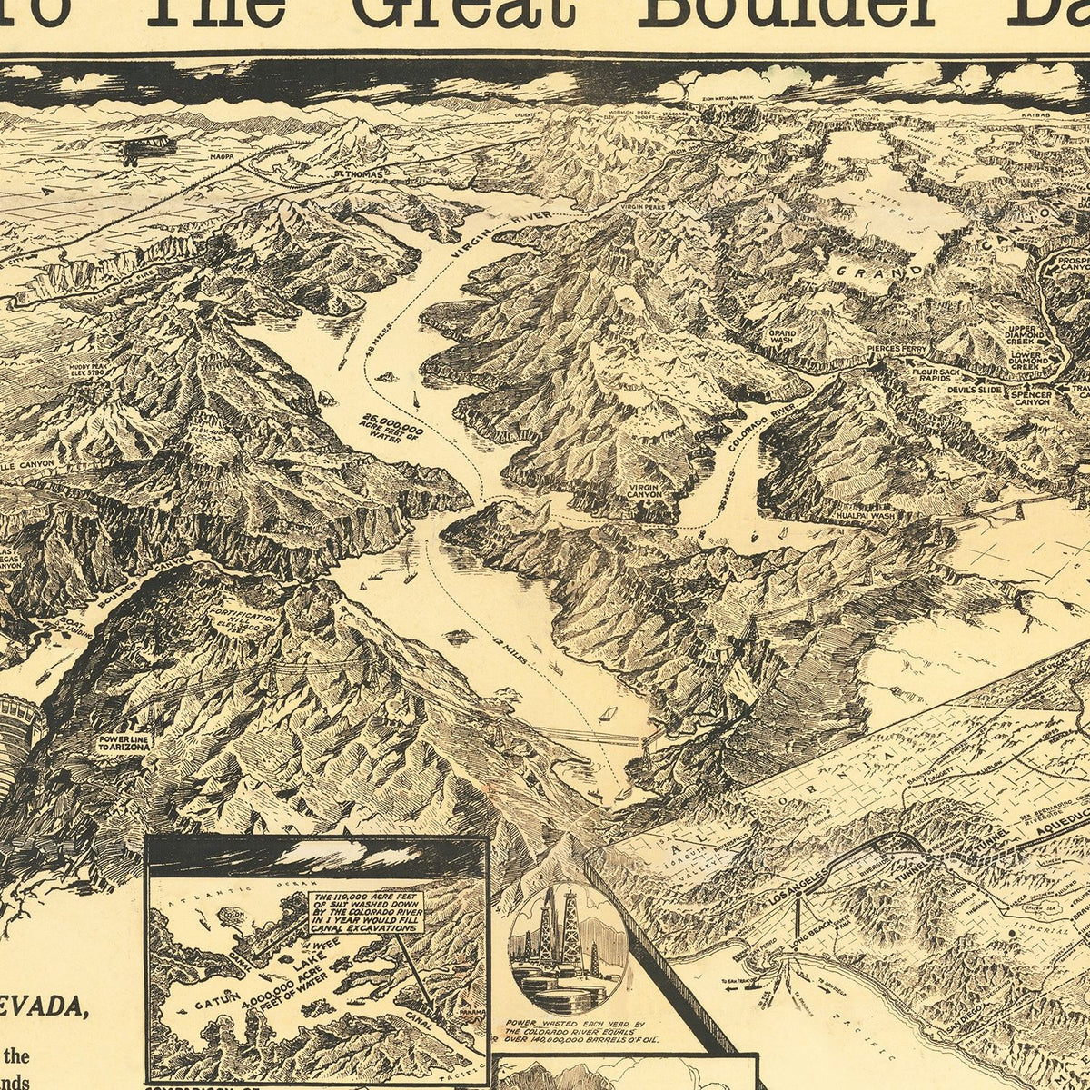 Restored historic details from the 1932 city map of Las Vegas, Nevada
