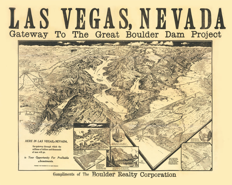 Size comparison using Vintage Map of Las Vegas, Nevada 1932