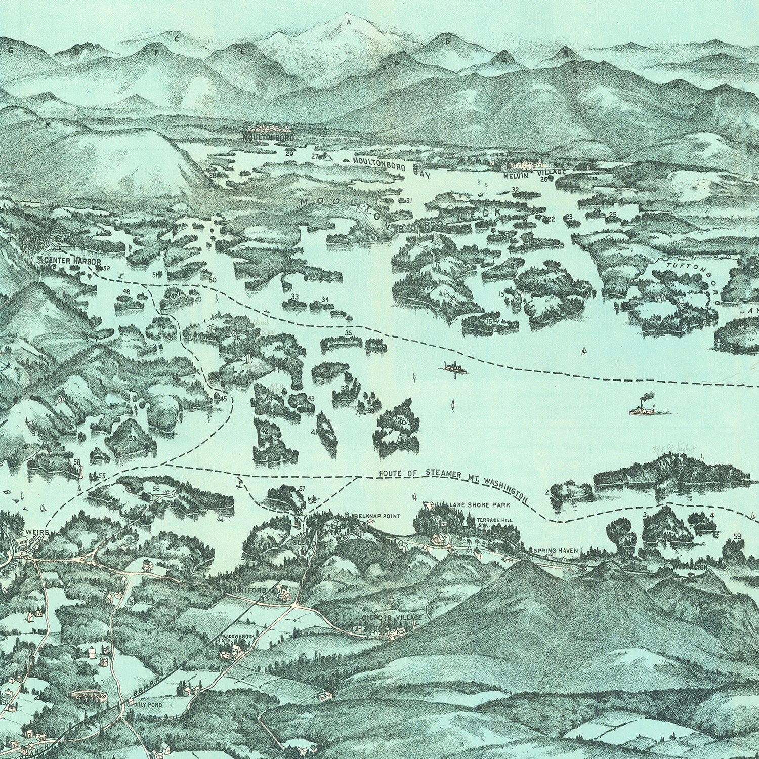 Restored historic details from the 1903 body of water map of County, New Hampshire