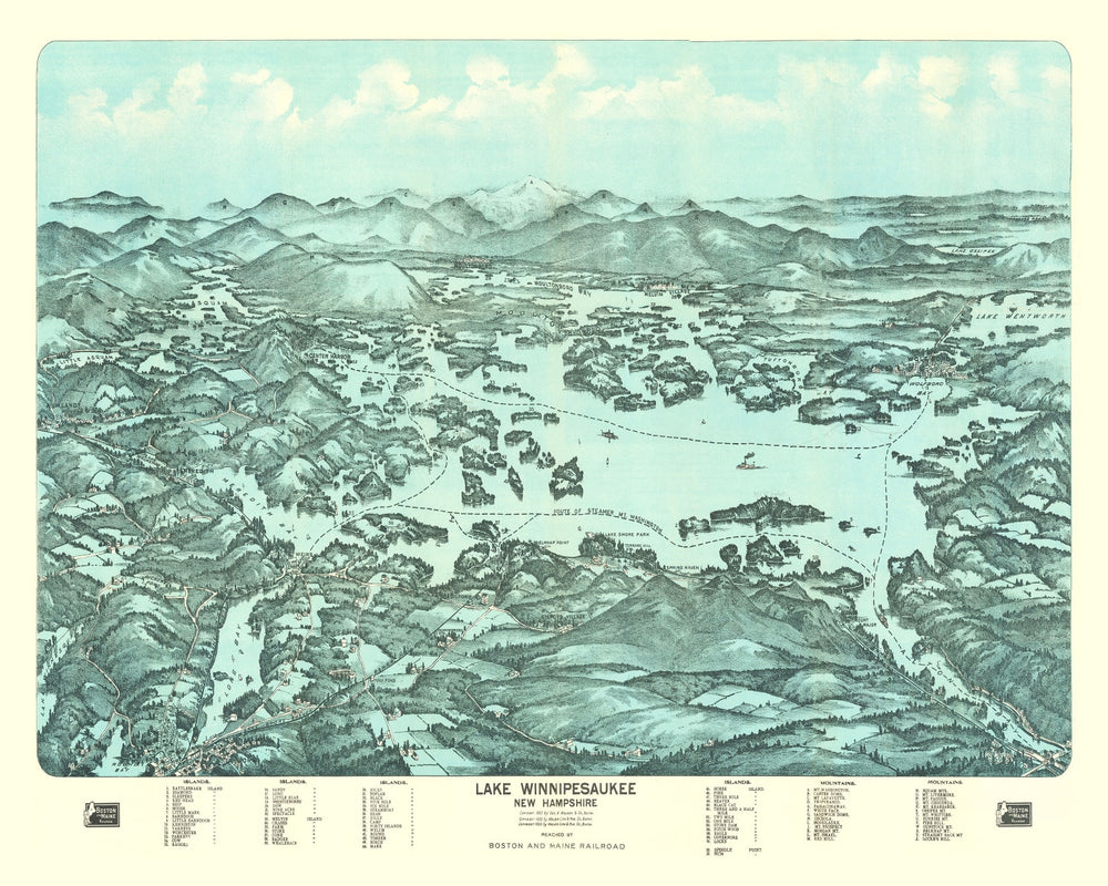 Vintage Map of Lake Winnipesaukee, 1903 print style example