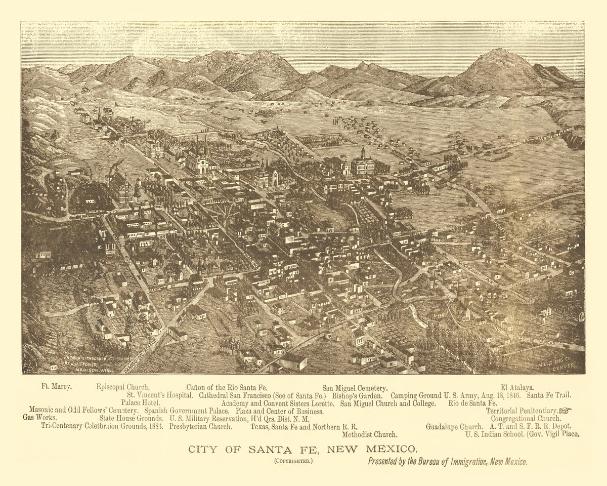 Preview of Vintage Map of Santa Fe, New Mexico 1885