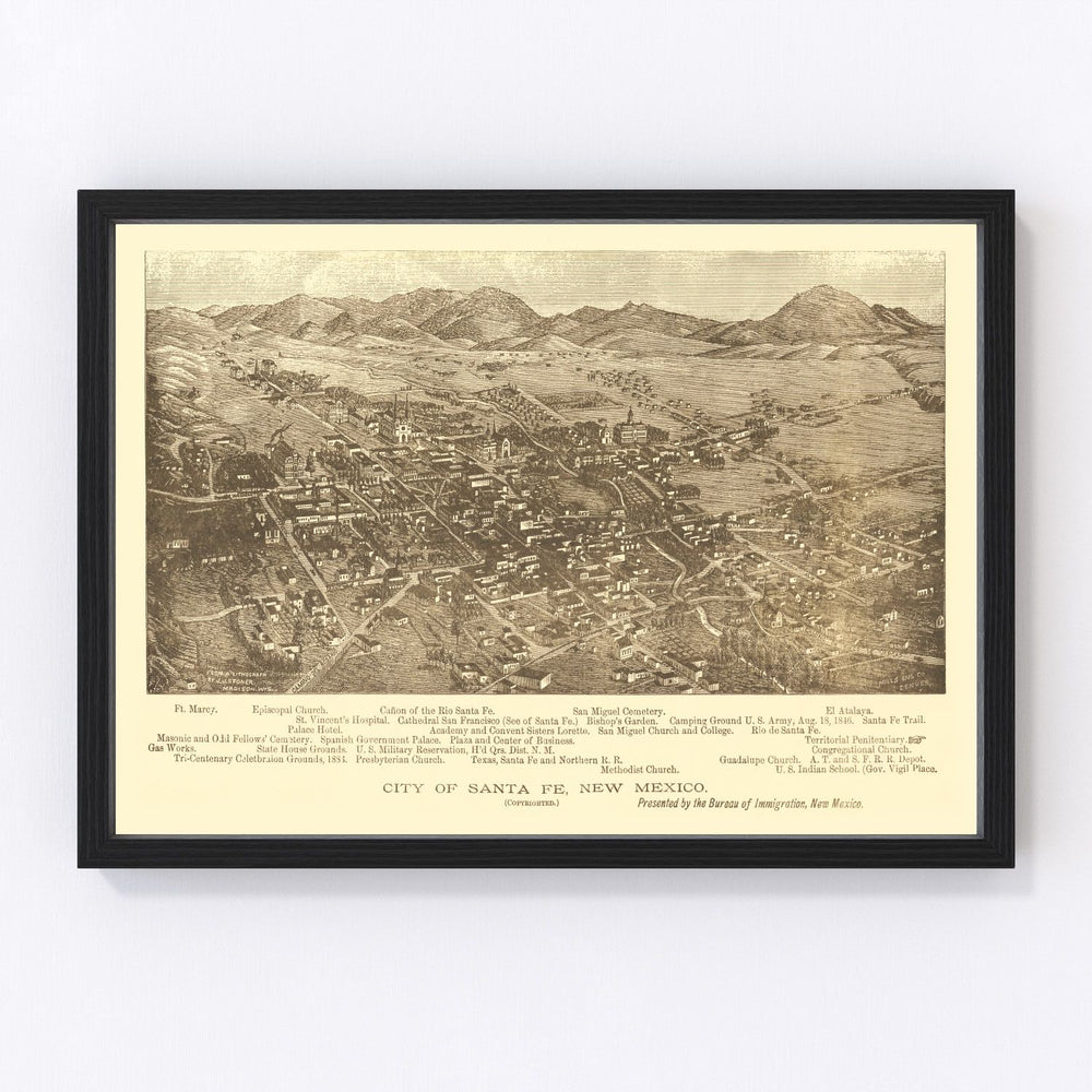 Santa Fe Vintage Map 1885