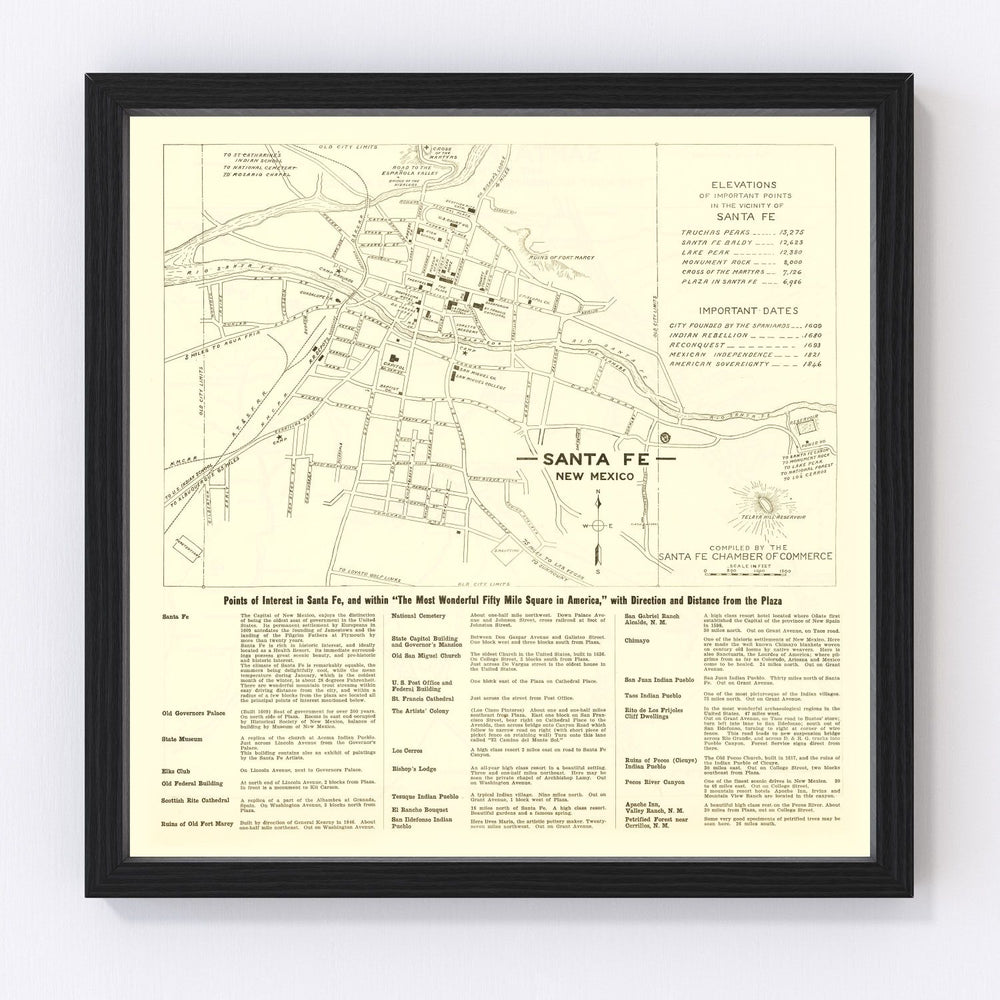 Santa Fe Vintage Map 1925