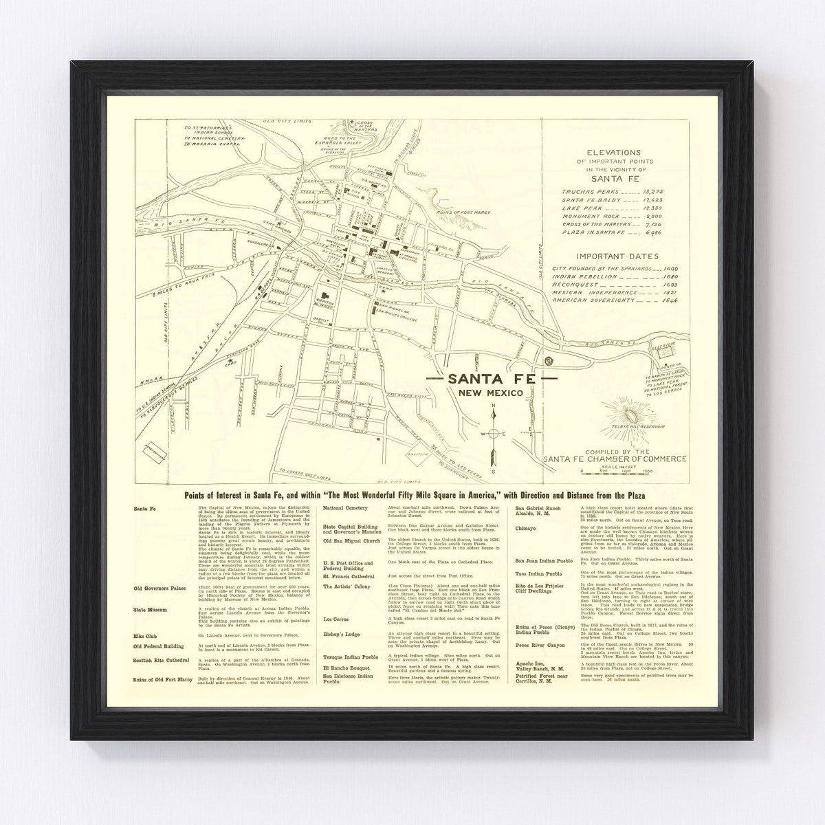 Santa Fe Vintage Map 1925