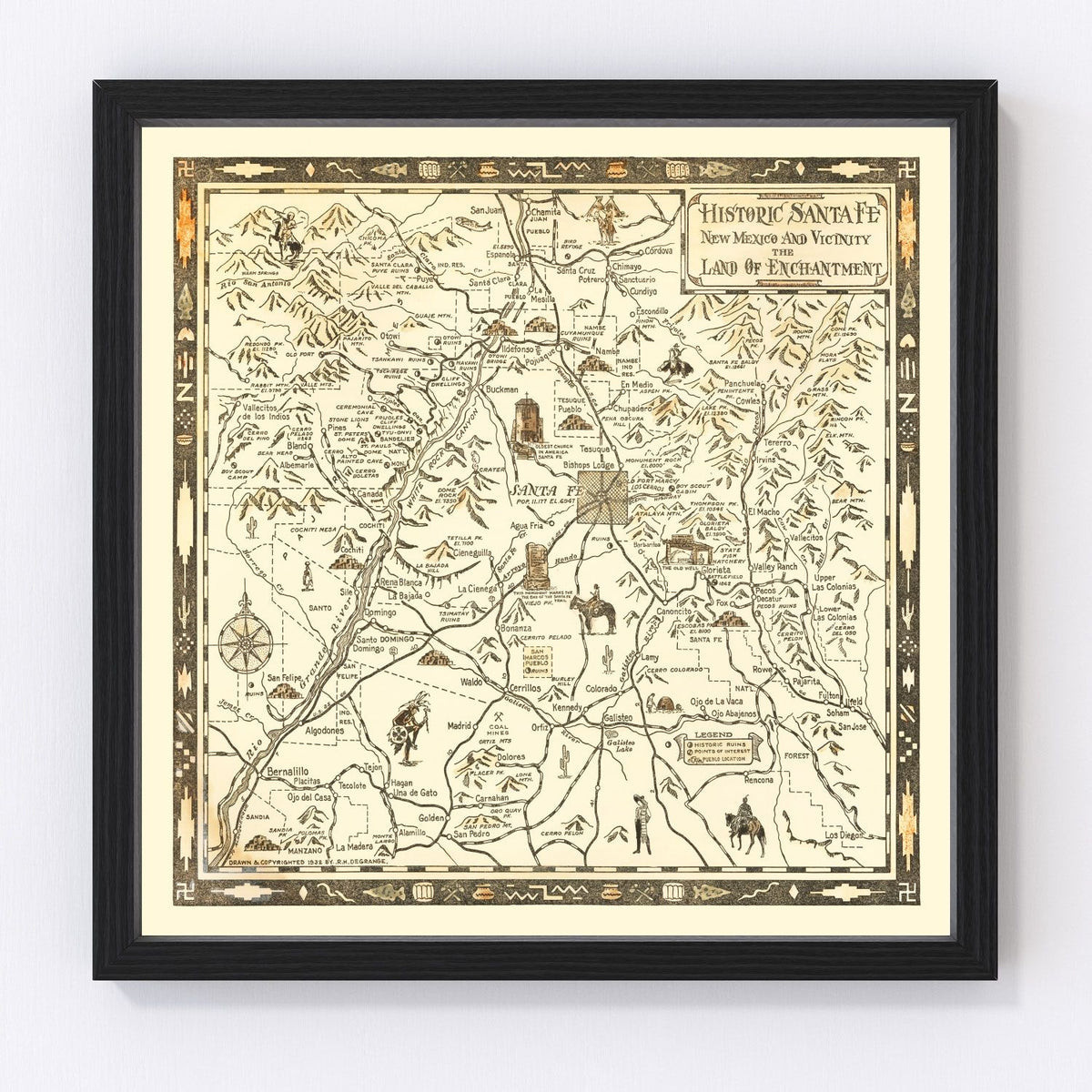Santa Fe Vintage Map 1932