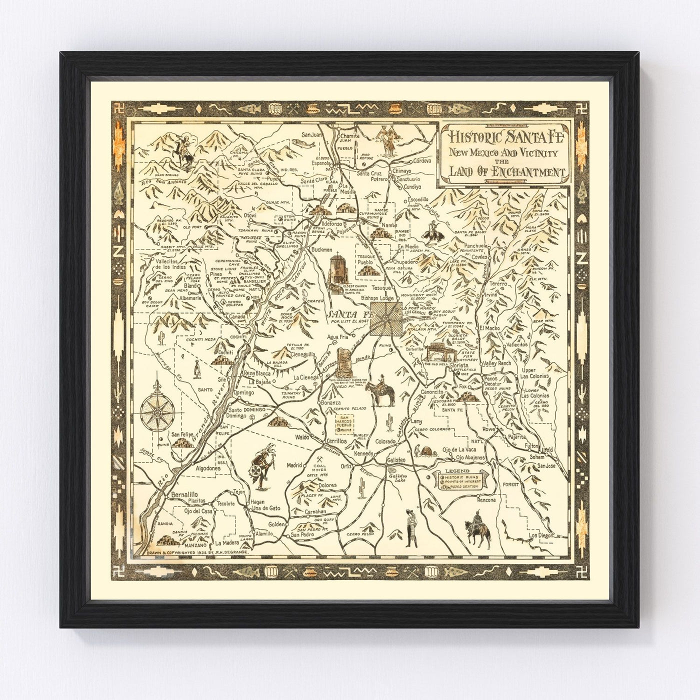 Santa Fe Vintage Map 1932