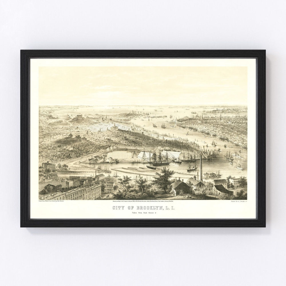 Brooklyn Vintage Map 1855