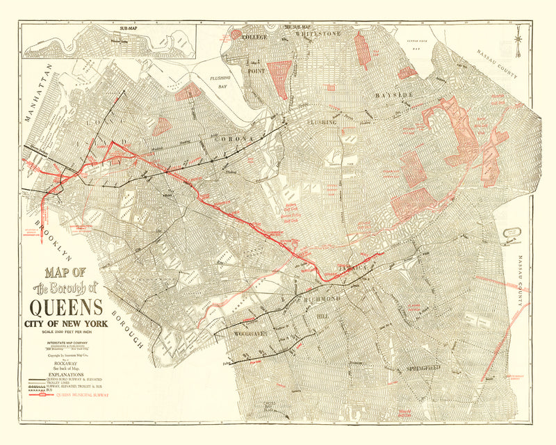 Size comparison using Vintage Map of Queens, New York 1937