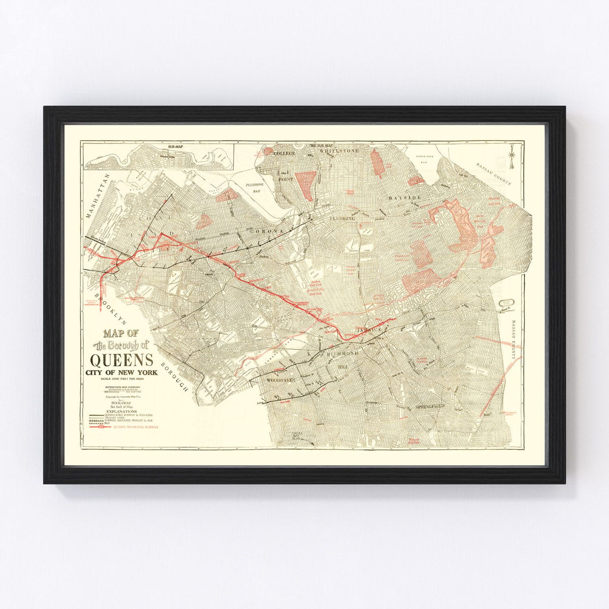 Queens Vintage Map 1937
