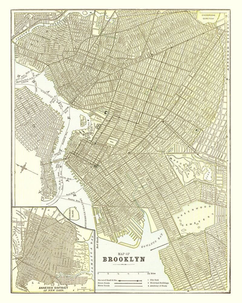 Size comparison using Vintage Map of Brooklyn, New York 1890