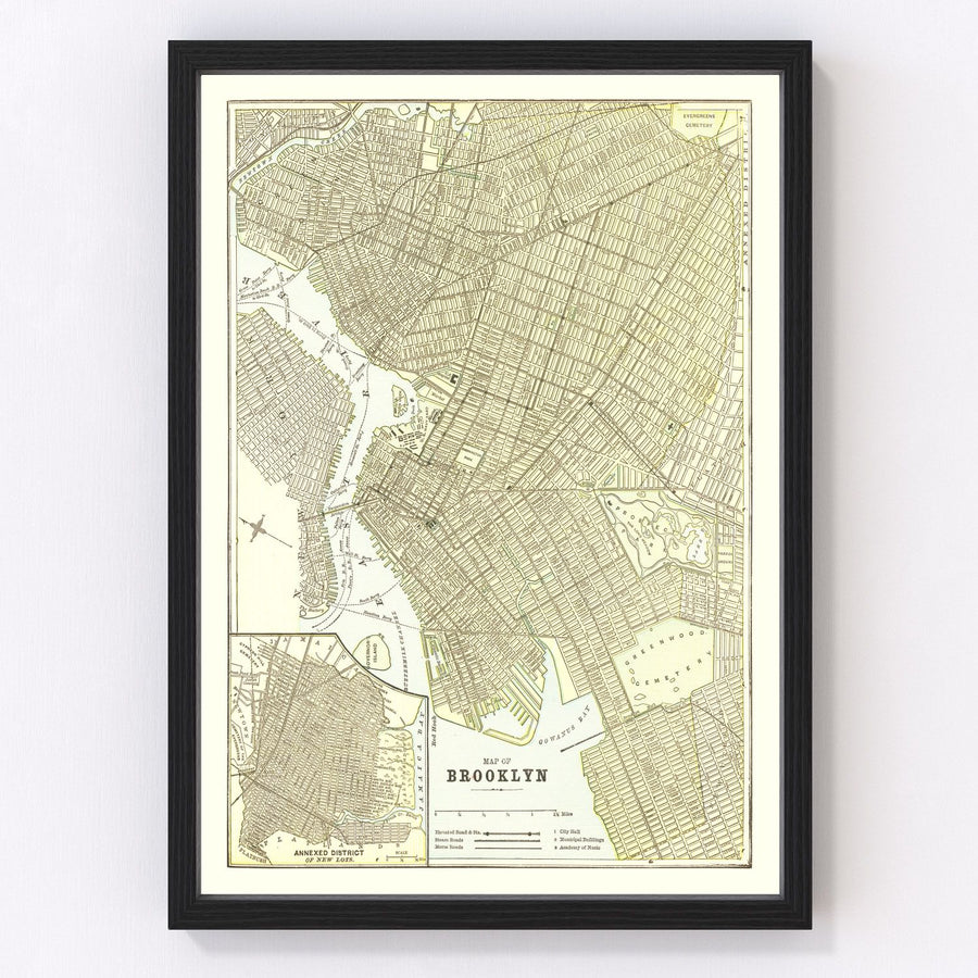 Brooklyn Vintage Map 1890