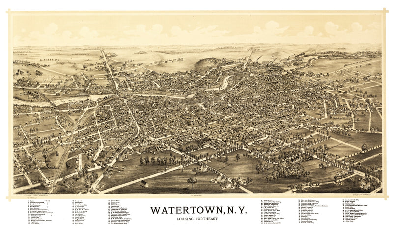 Size comparison using Vintage Map of Watertown, New York 1891