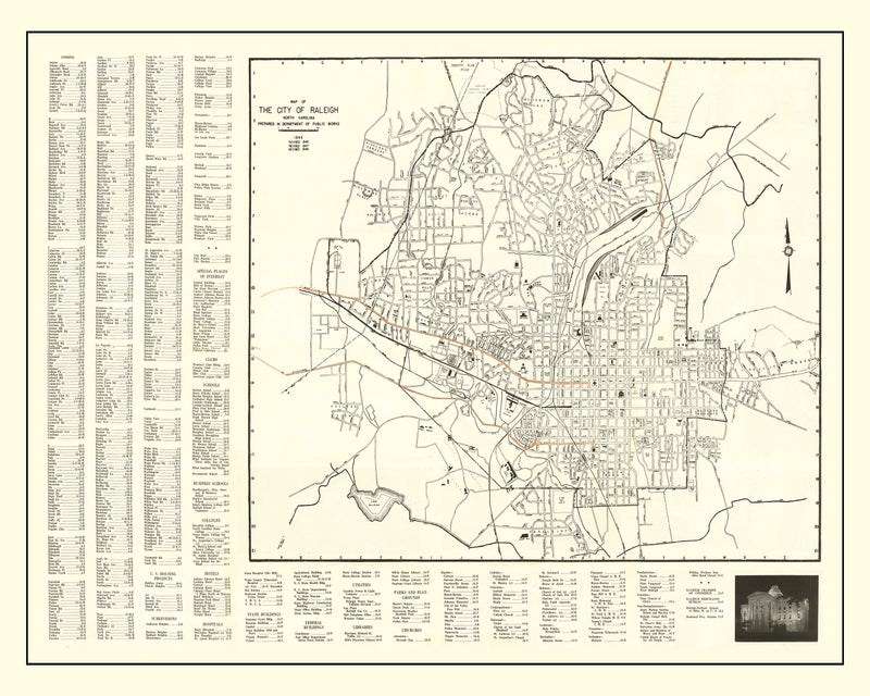 Size comparison using Vintage Map of Raleigh, North Carolina 1948