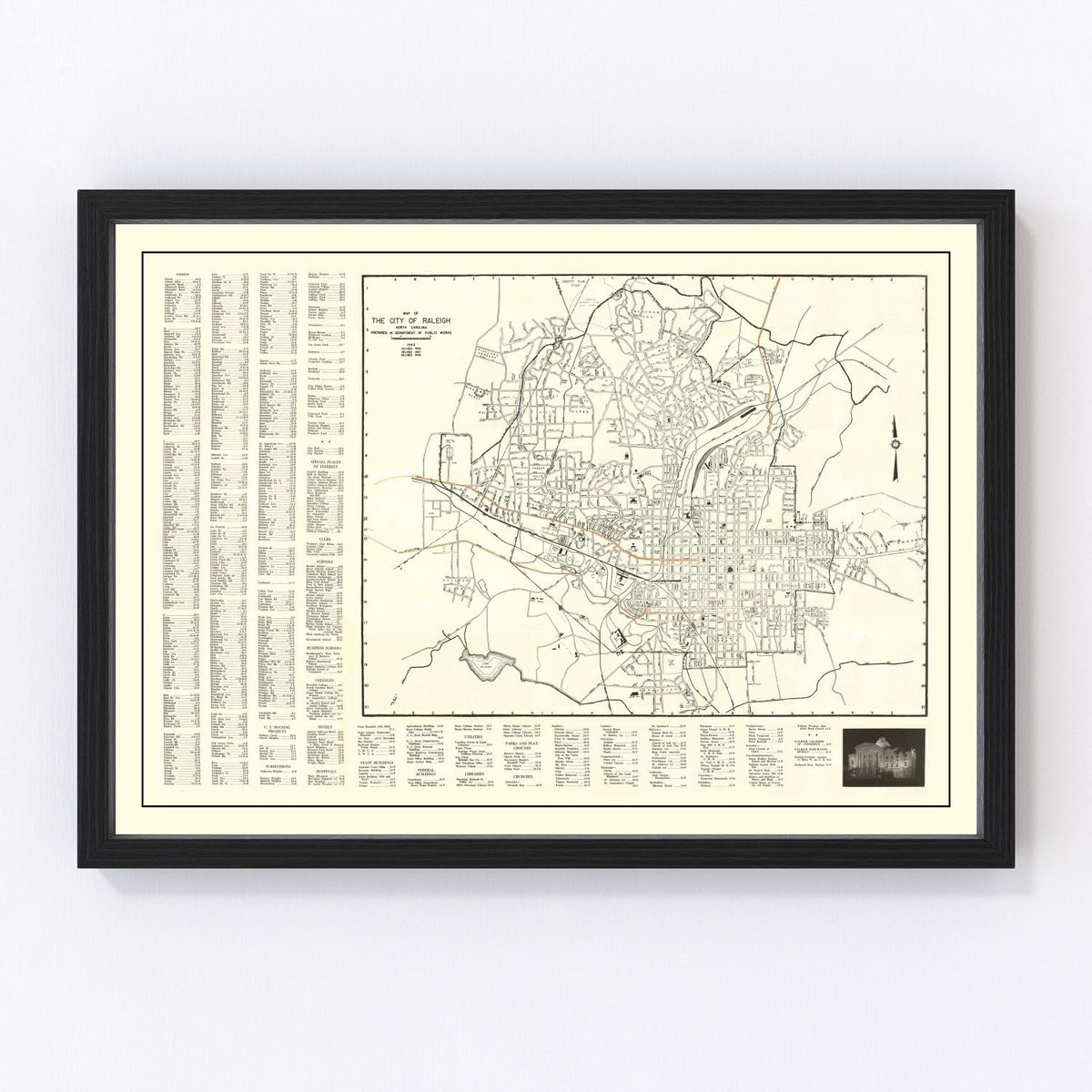 Raleigh Vintage Map 1948