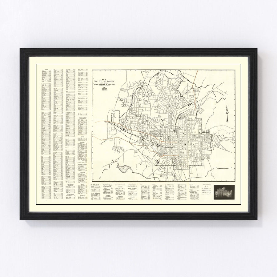 Raleigh Vintage Map 1948
