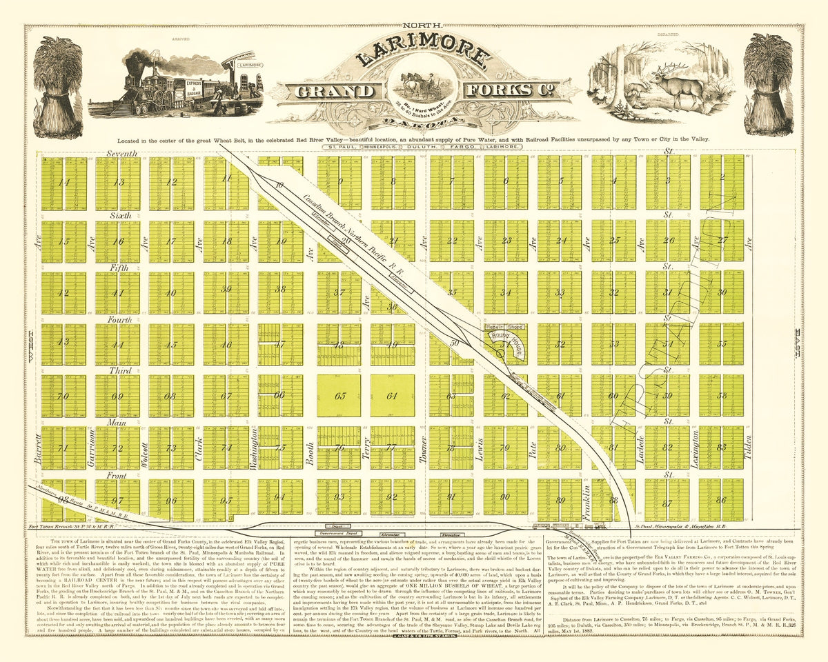 Preview of Vintage Map of Grand Forks, North Dakota 1882