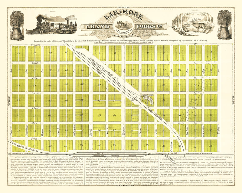 Size comparison using Vintage Map of Grand Forks, North Dakota 1882