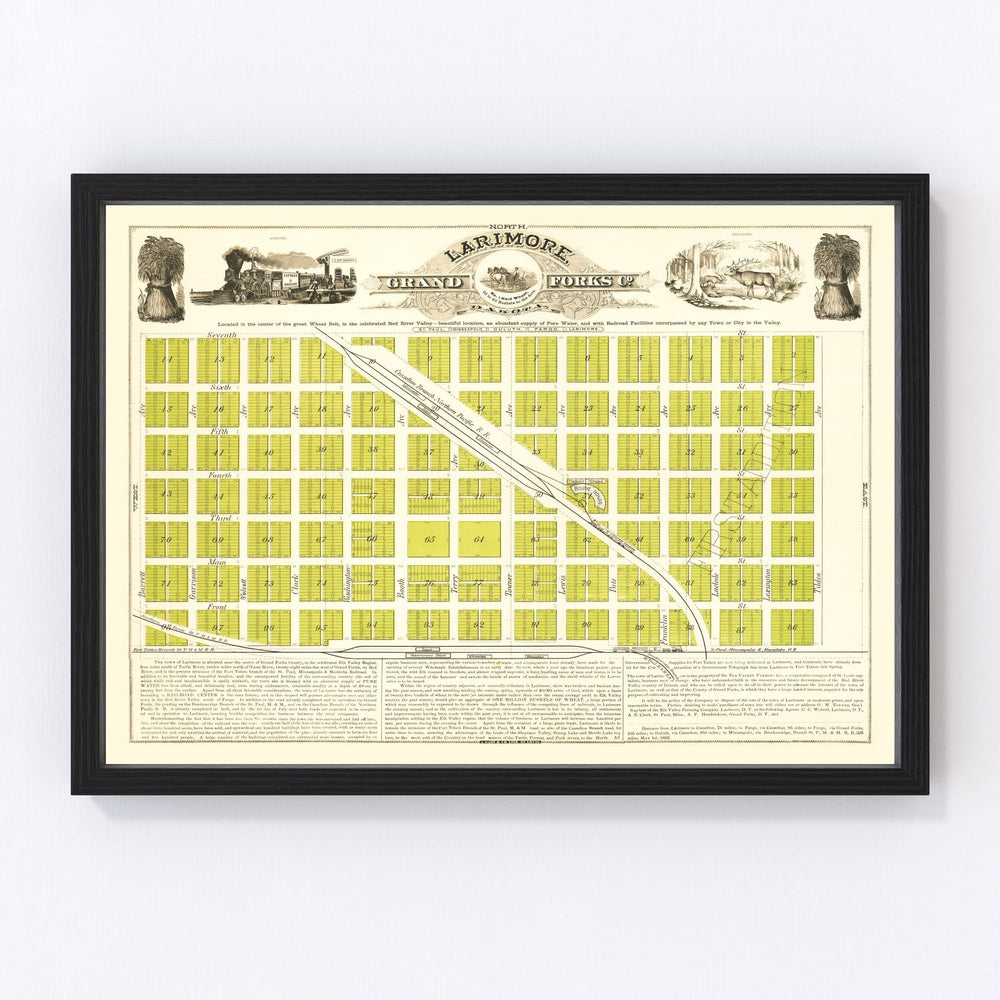 Grand Forks Vintage Map 1882