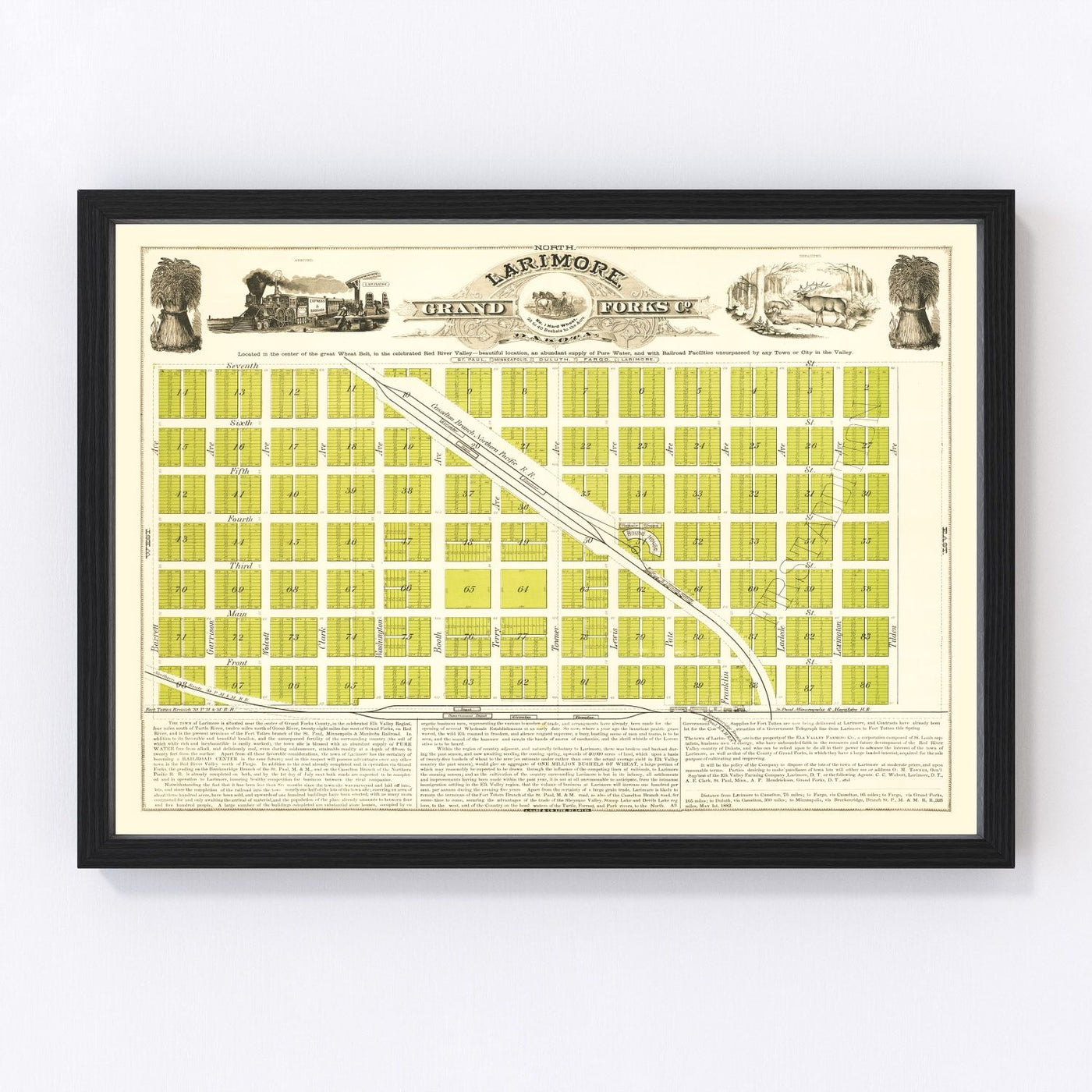 Grand Forks Vintage Map 1882