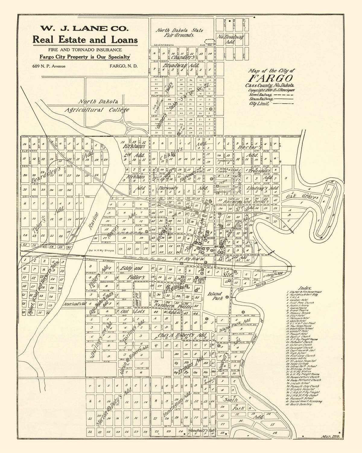 Preview of Vintage Map of Fargo, North Dakota 1910