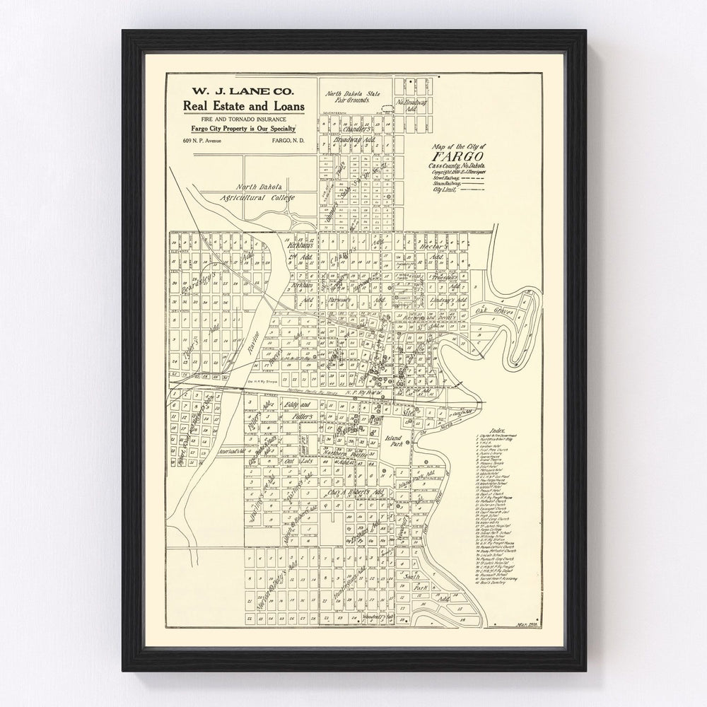 Fargo Vintage Map 1910