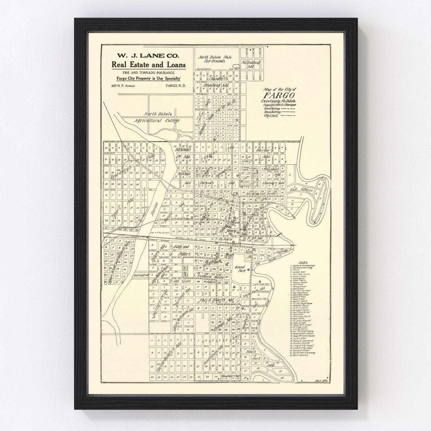 Fargo Vintage Map 1910