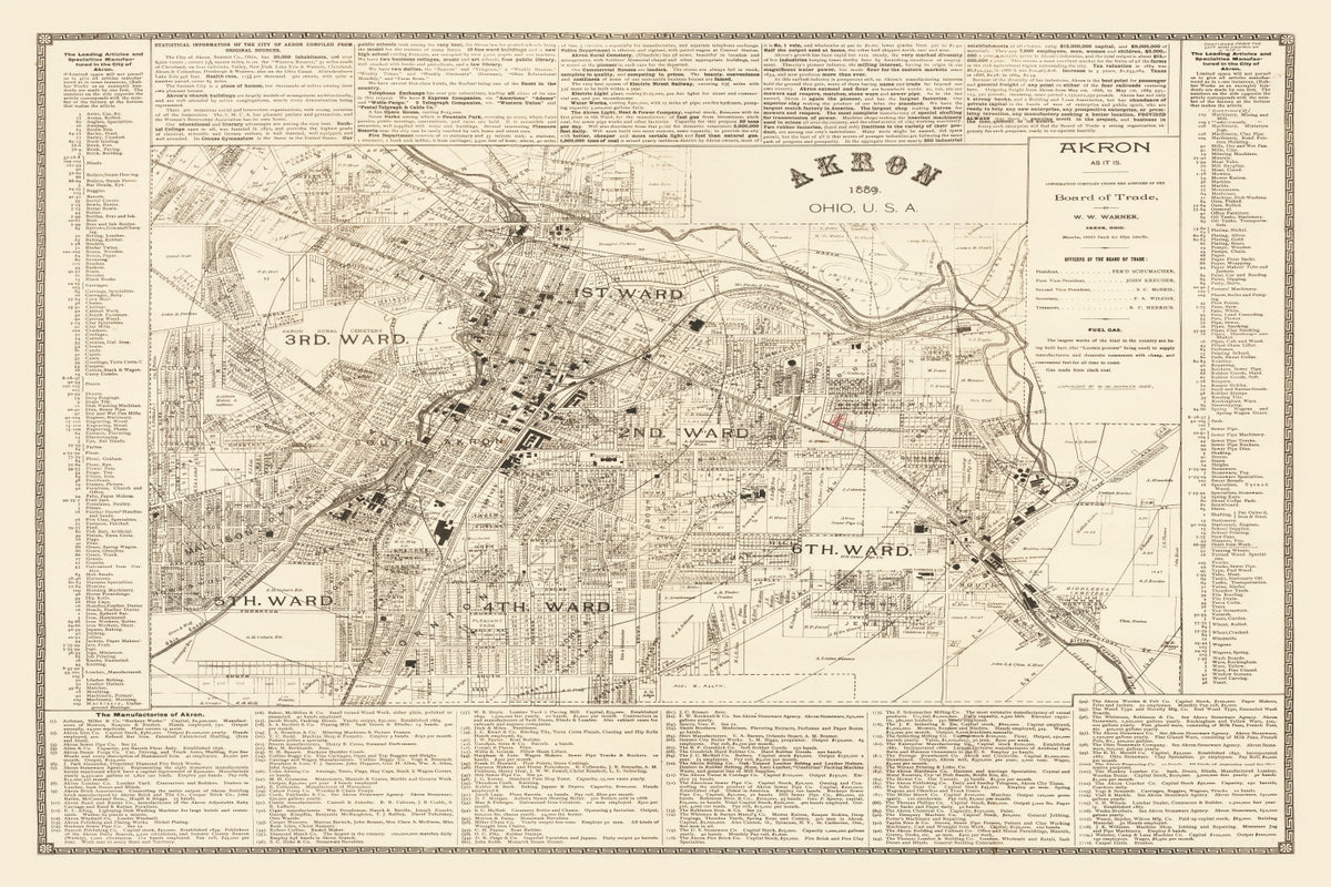 Preview of Vintage Map of Akron, Ohio 1889