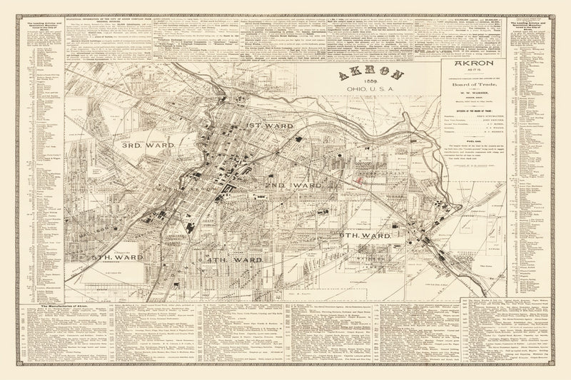 Size comparison using Vintage Map of Akron, Ohio 1889