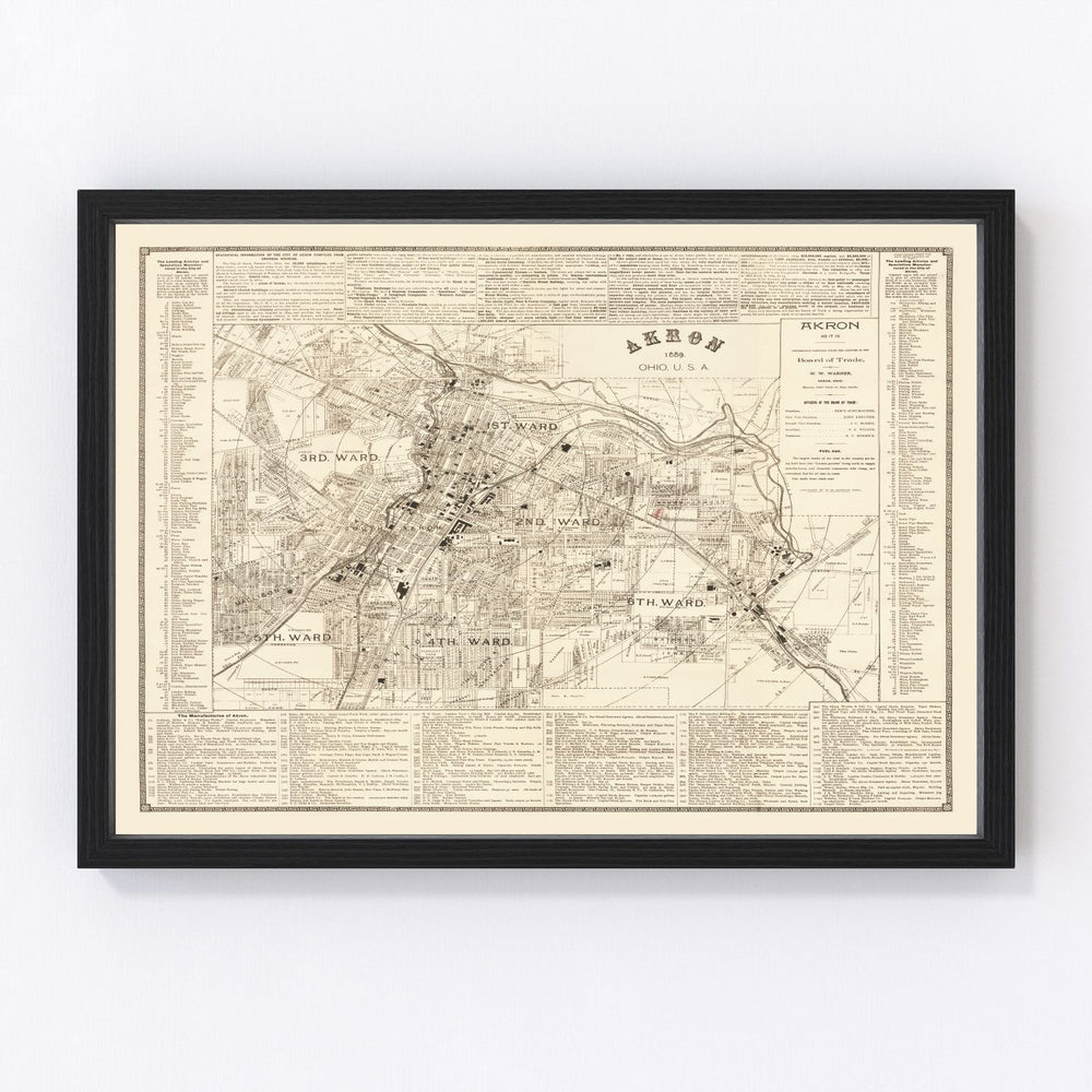 Akron Vintage Map 1889