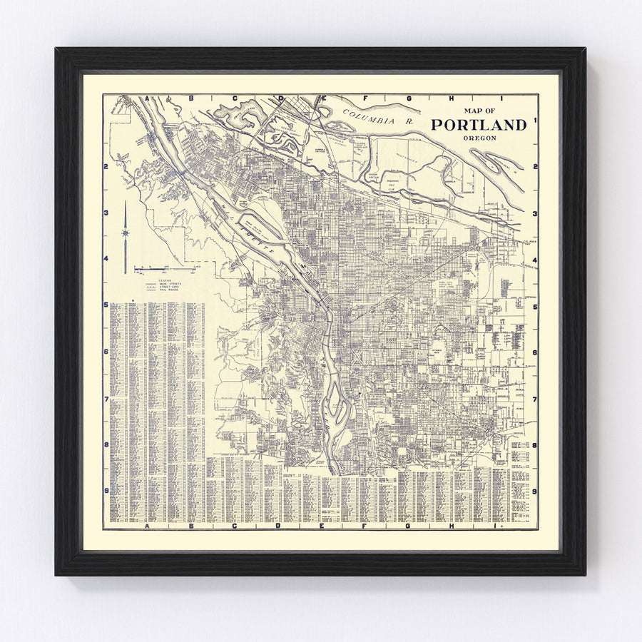 Vintage Map of Portland, Oregon 1920