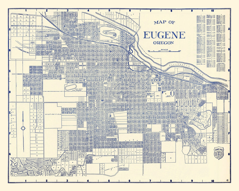 Vintage Map of Eugene, Oregon 1920 print style example