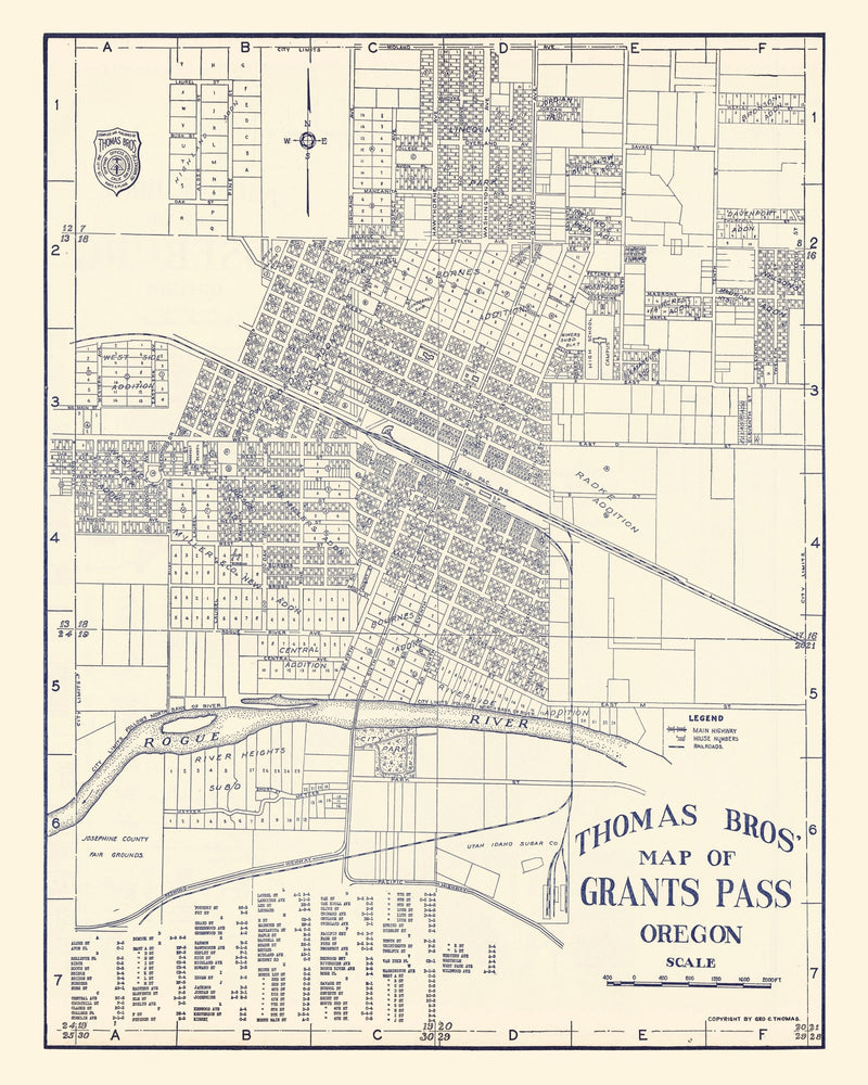 Size comparison using Vintage Map of Grant's Pass, Oregon 1920