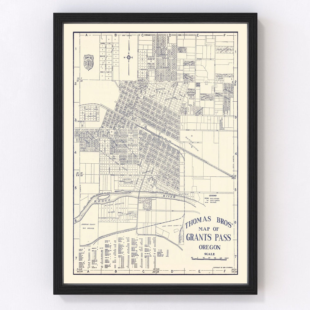 Grant's Pass Vintage Map 1920