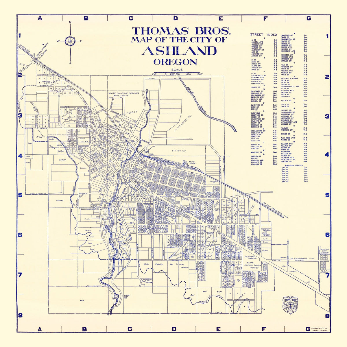 Preview of Vintage Map of Ashland, Oregon 1920