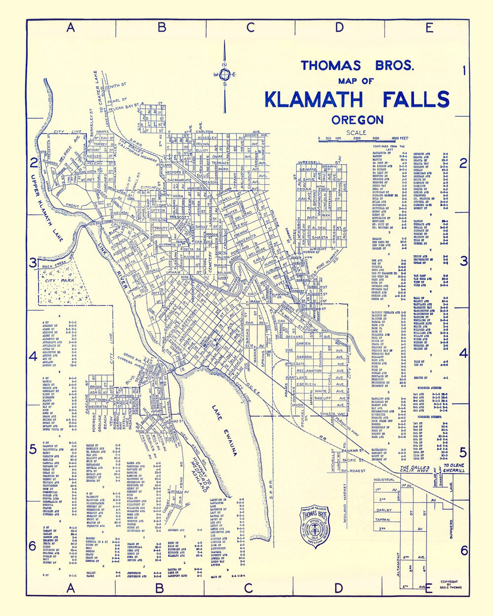 Vintage Map of Klamath Falls, Oregon 1920 print style example