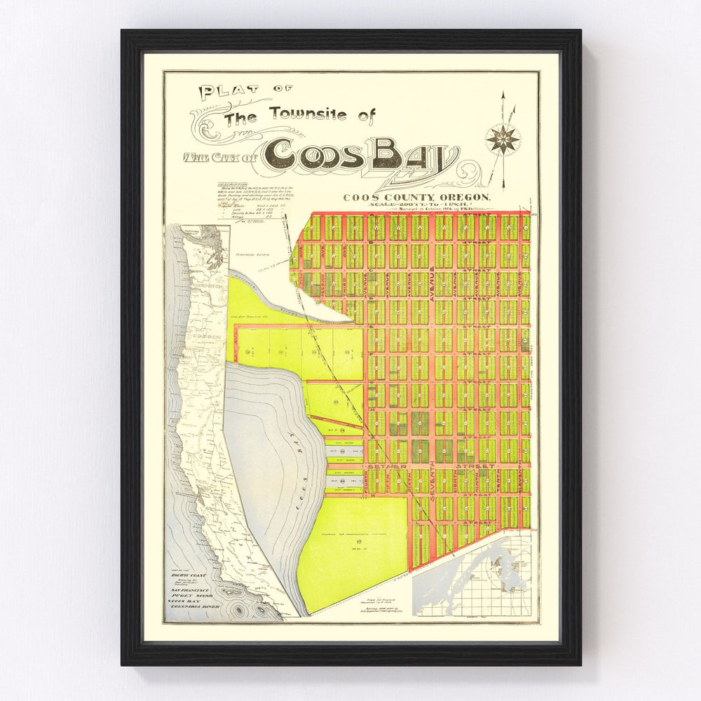 Coos Bay Vintage Map 1906