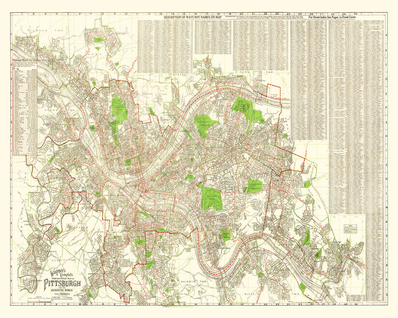 Size comparison using Vintage Map of Pittsburgh, Pennsylvania 1920