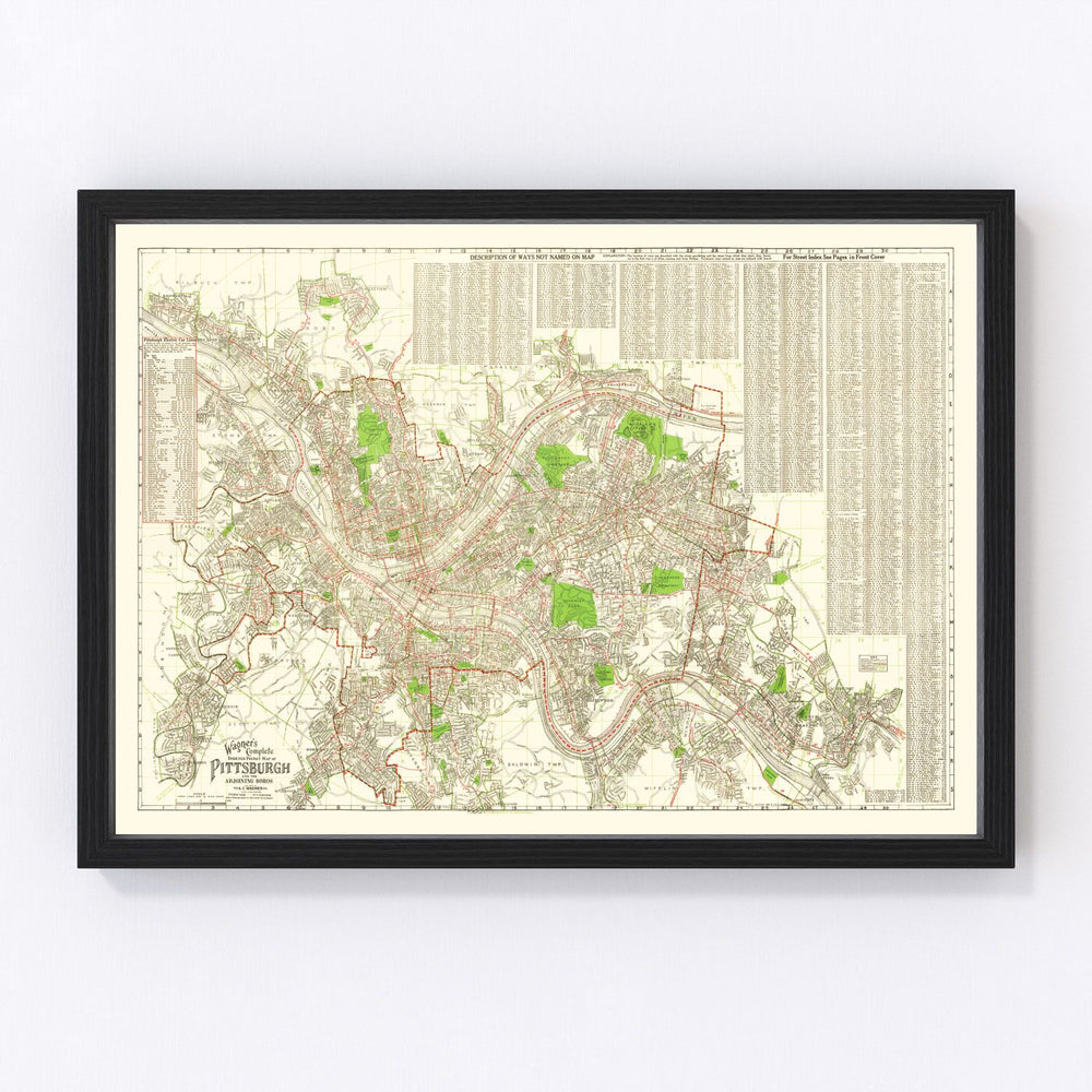 Pittsburgh Vintage Map 1920