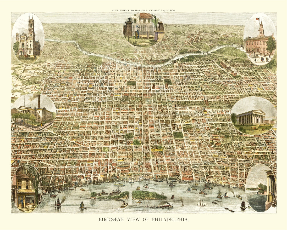 Preview of Vintage Map of Philadelphia, Pennsylvania 1872