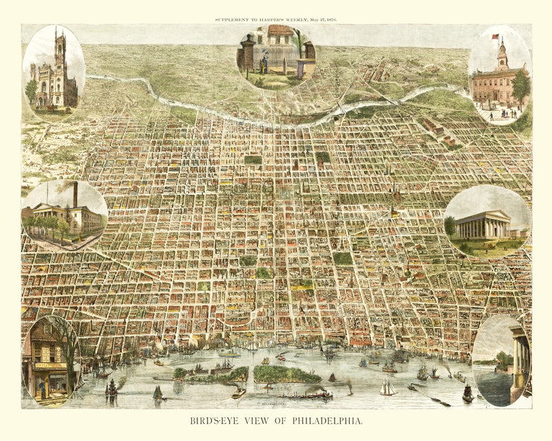 Size comparison using Vintage Map of Philadelphia, Pennsylvania 1872