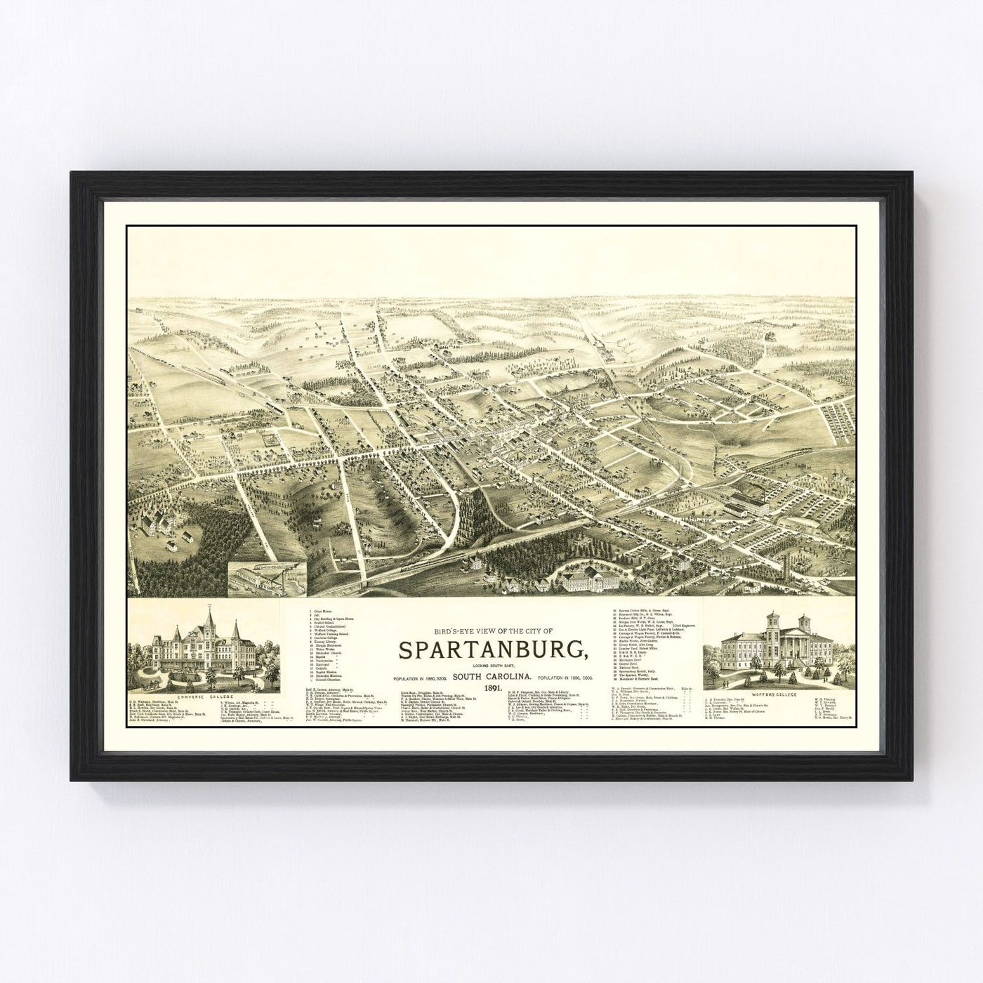 Spartanburg Vintage Map 1891