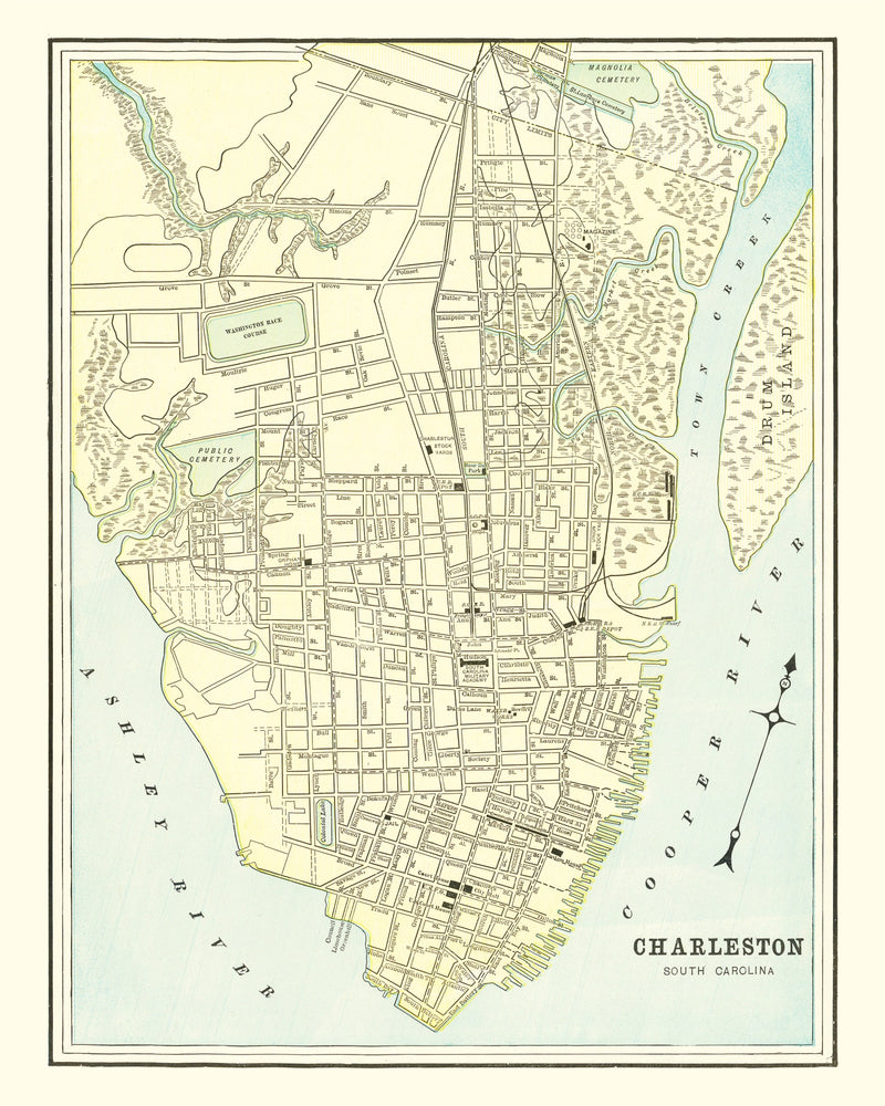 Size comparison using Vintage Map of Charleston, South Carolina 1895