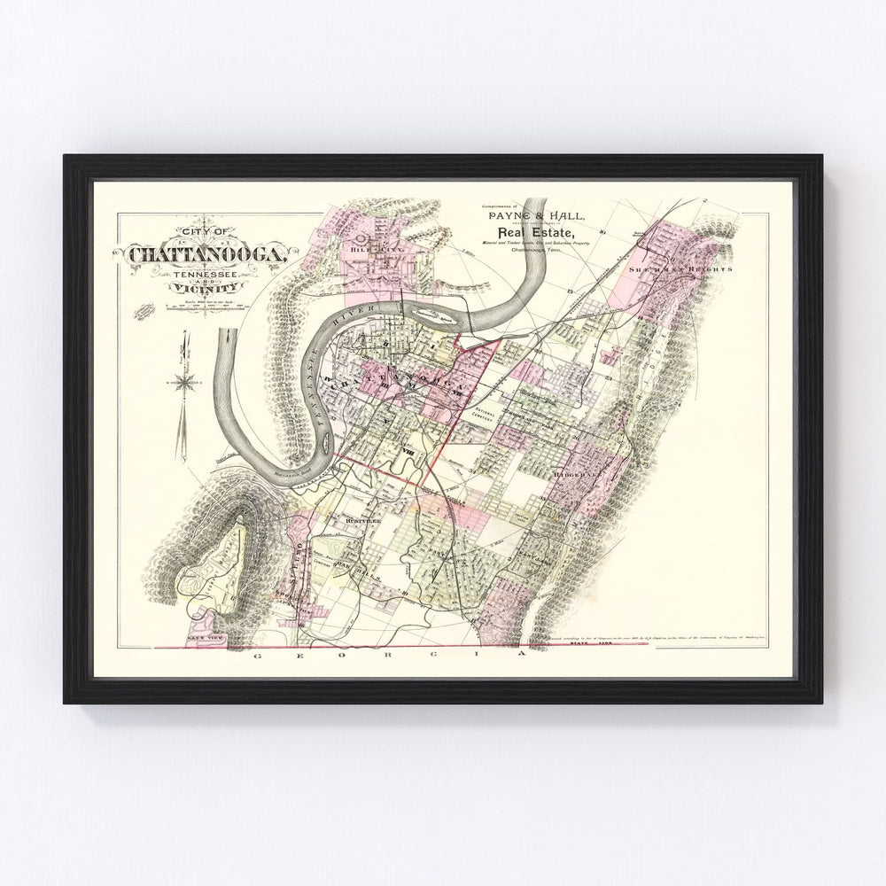 Chattanooga Vintage Map 1889