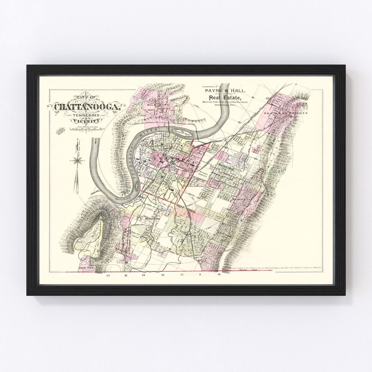 Chattanooga Vintage Map 1889