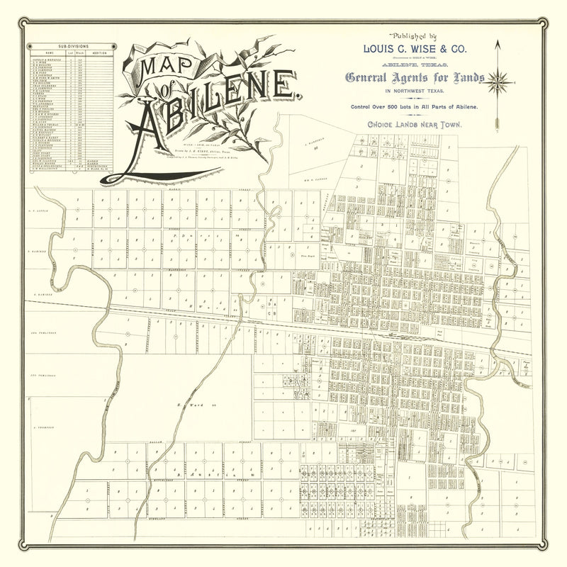 Size comparison using Vintage Map of Abilene, Texas 1885
