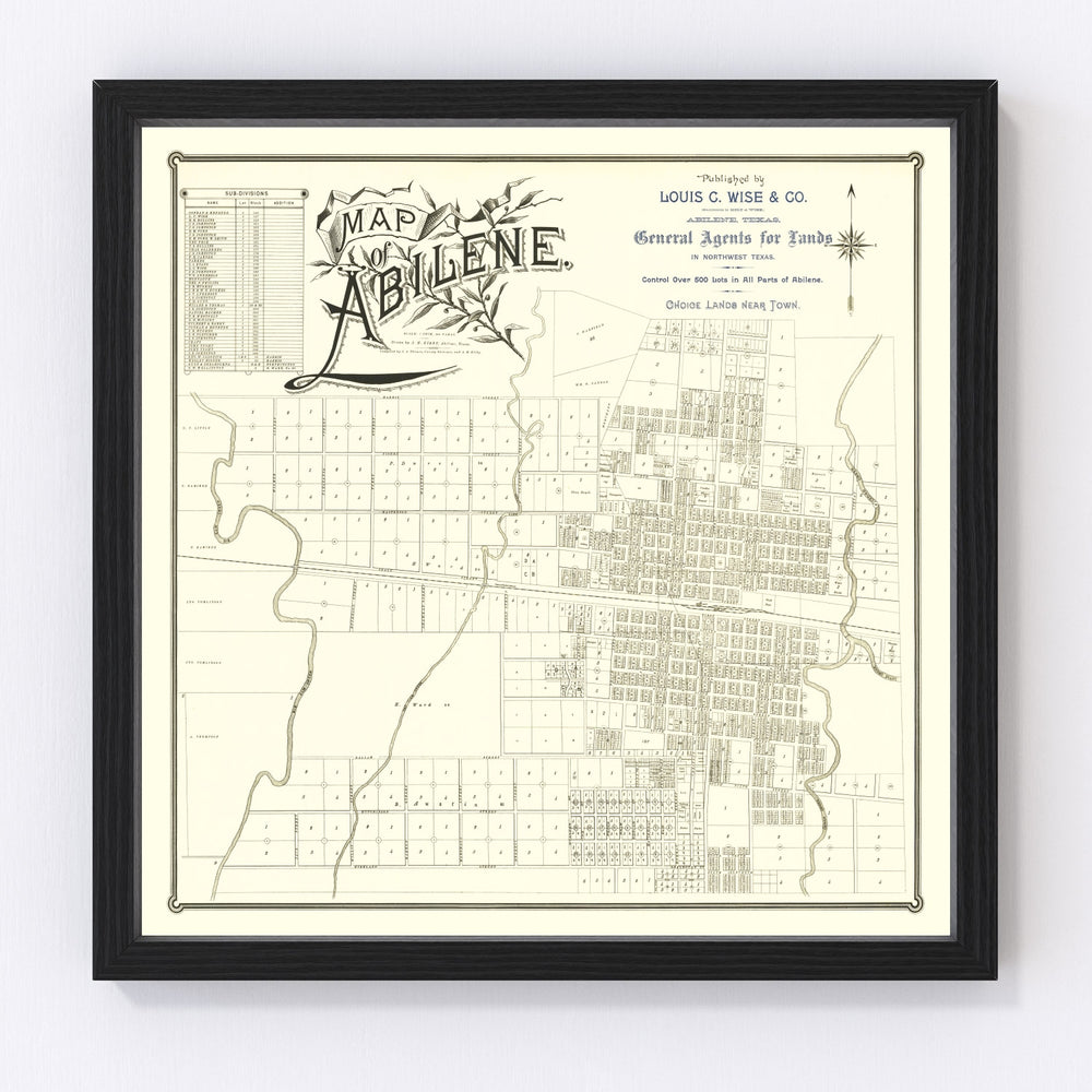Abilene Vintage Map 1885
