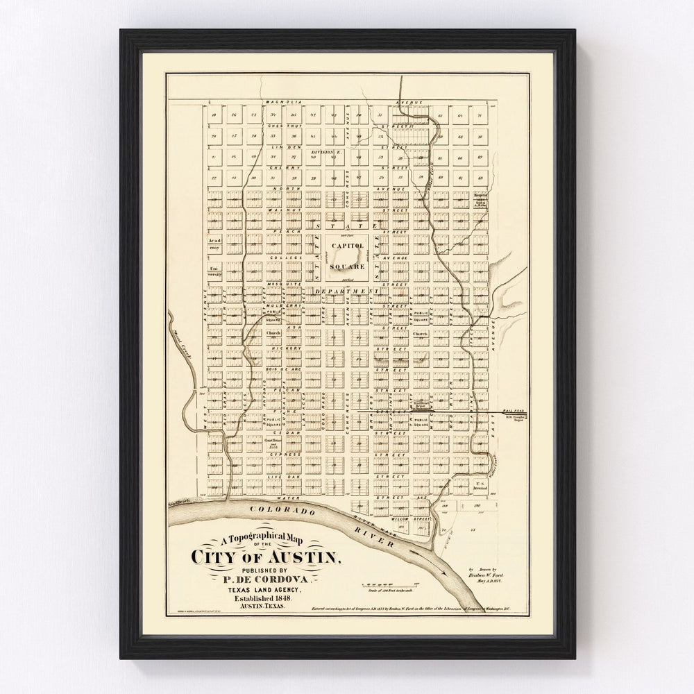 Austin Vintage Map 1872