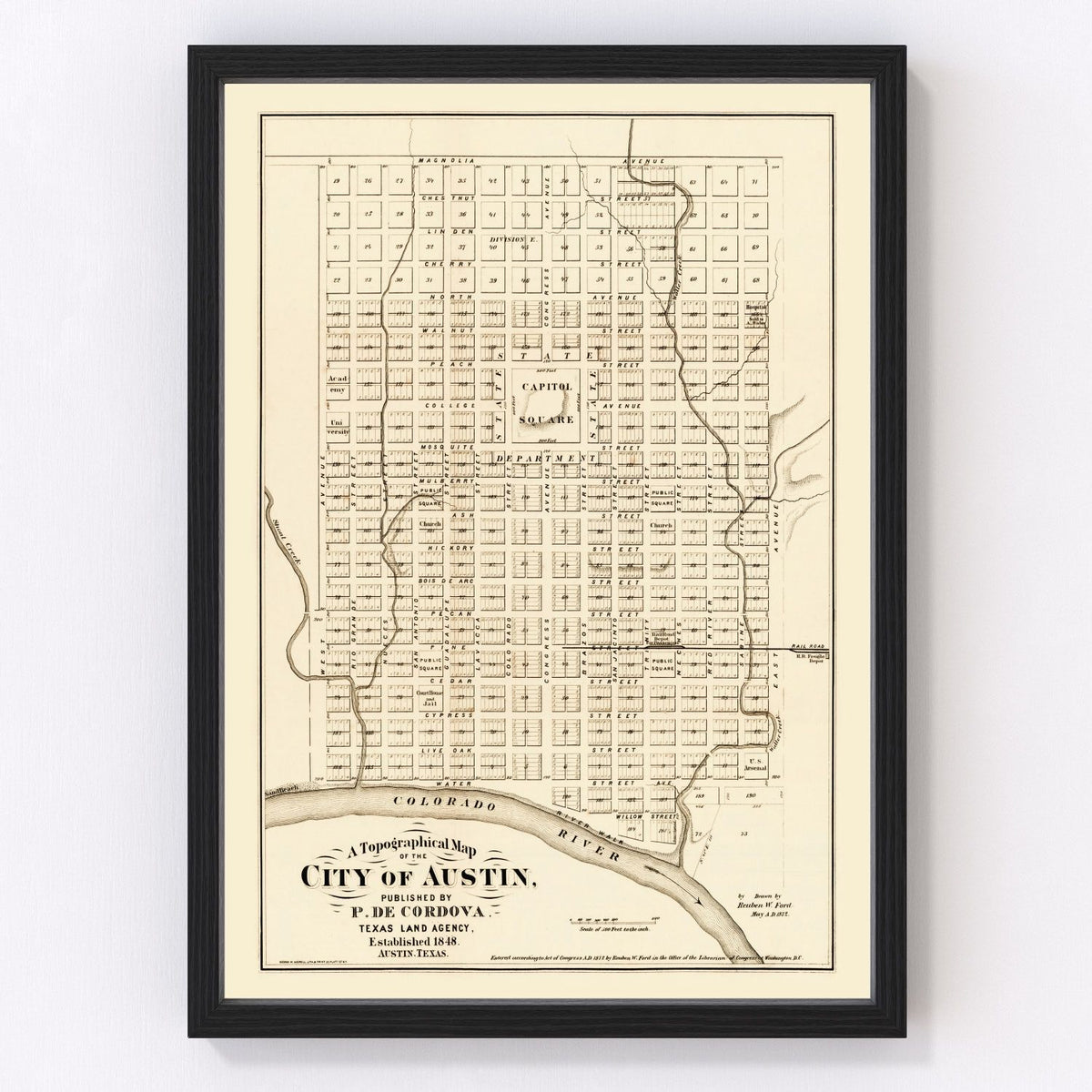 Austin Vintage Map 1872