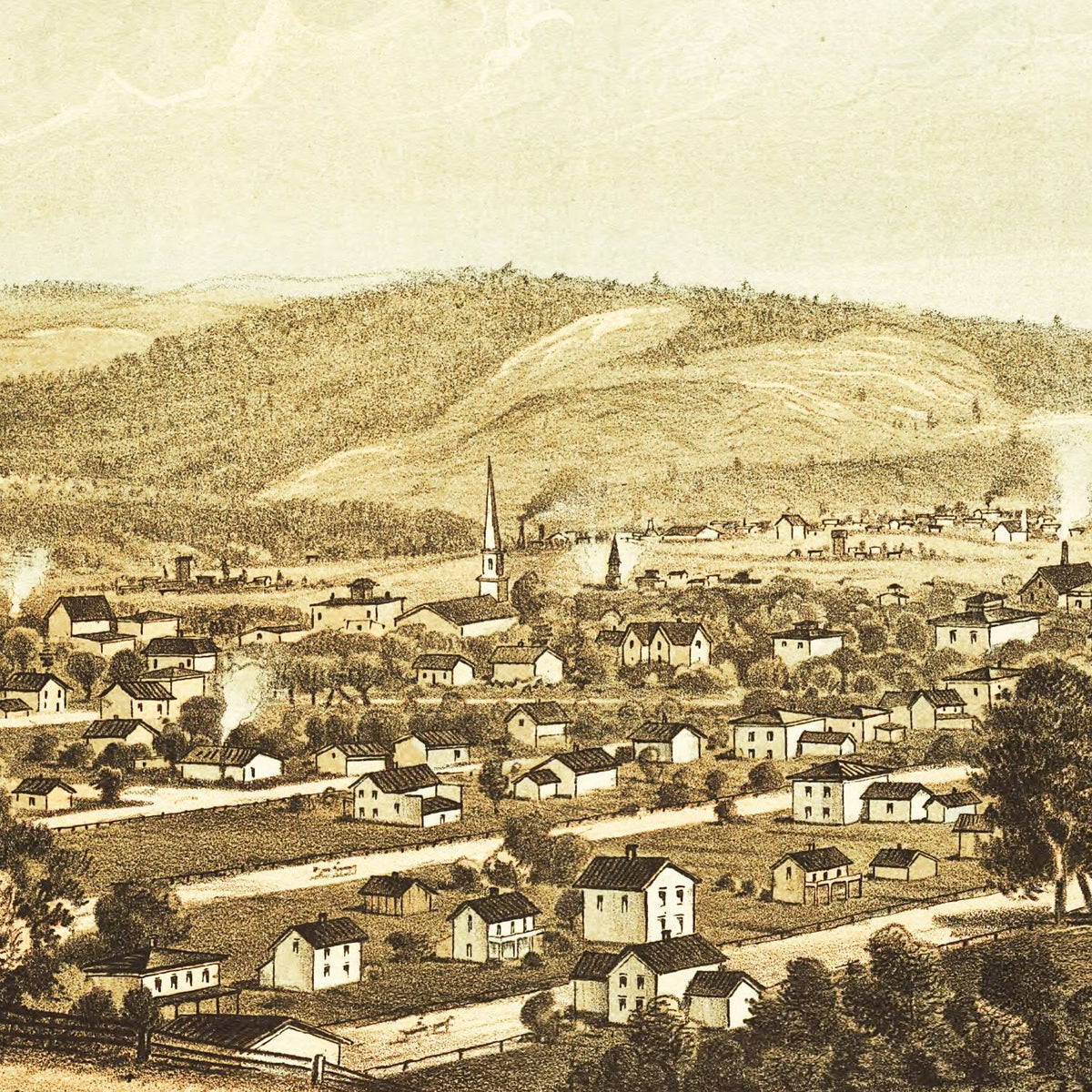 Restored historic details from the 1881 city map of Waverly, New York
